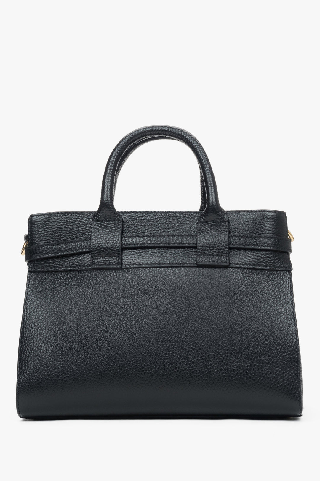 Rückansicht der kleinen schwarzen Damen-Henkeltasche aus italienischem Leder.
