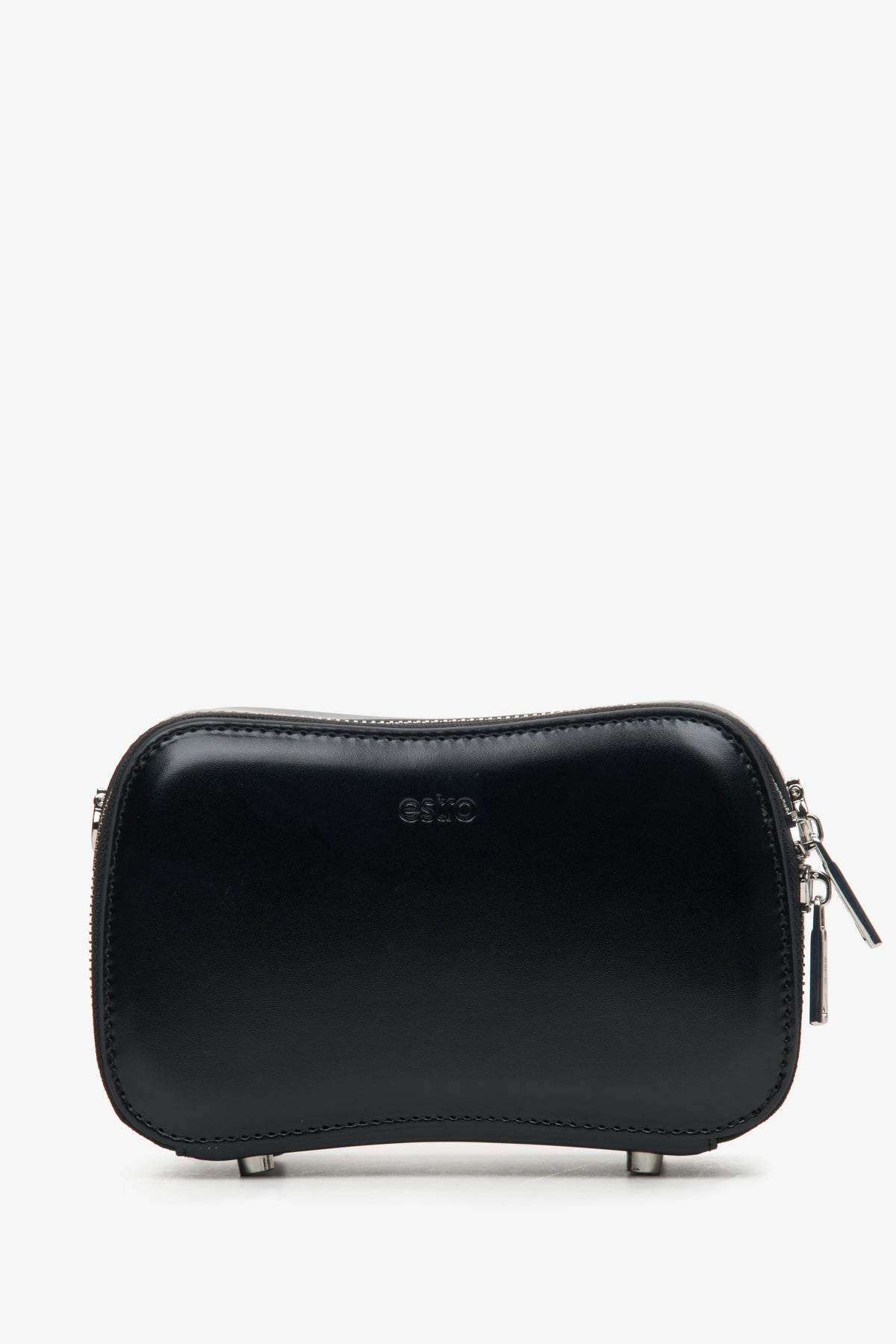 Kleine Damenhandtasche aus echtem schwarzen Leder von Estro.