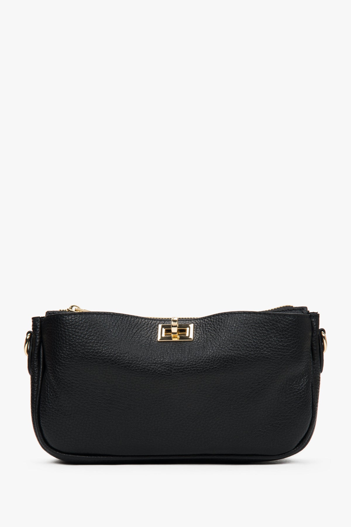 Kleine schwarze italienische Leder-Umhängetasche für Damen Estro ER00117429.