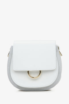 Kleine wollweiße Damen-Umhängetasche aus edlem italienischem Echtleder ER00115063.
