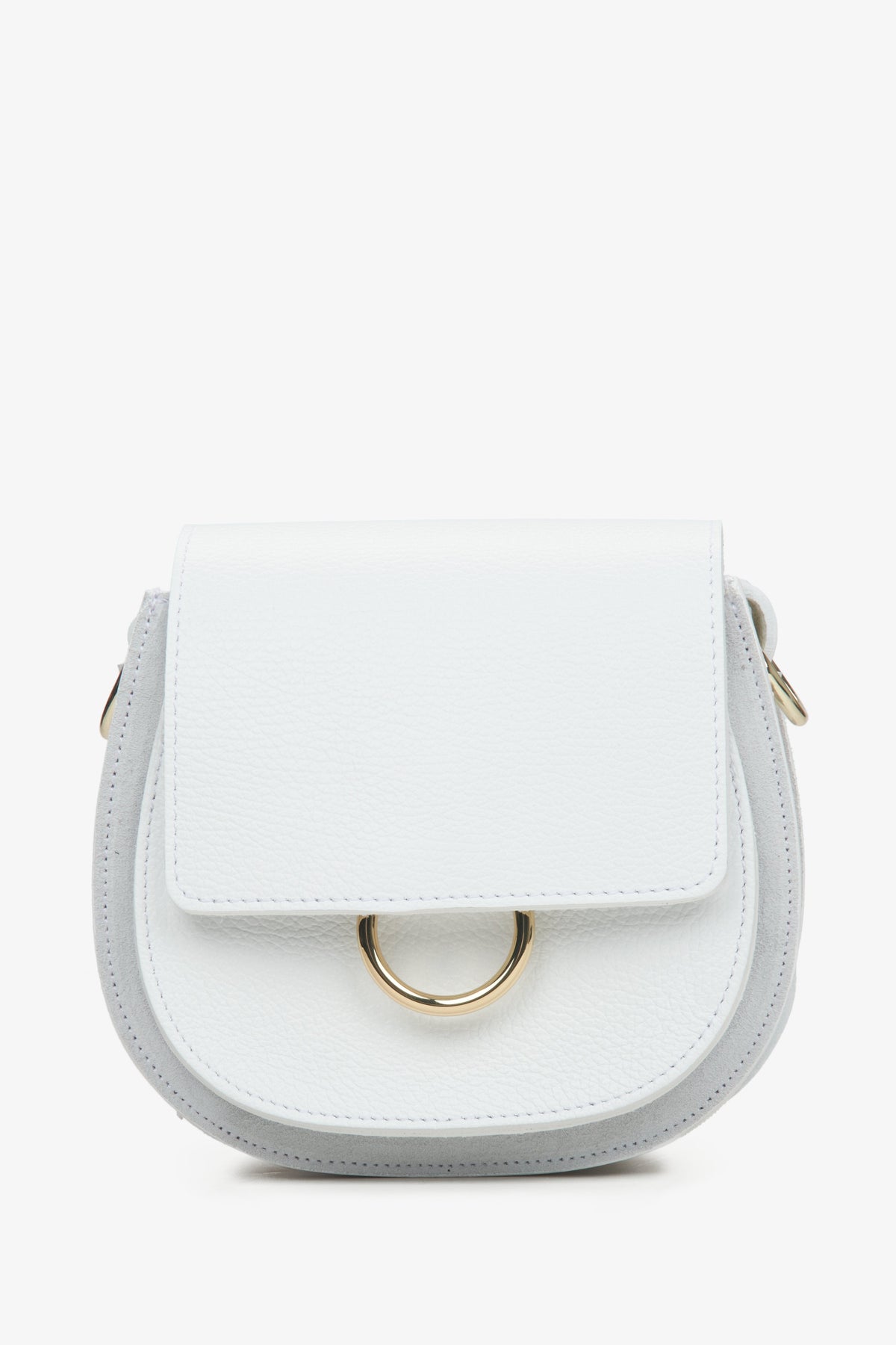 Kleine wollweiße Damen-Umhängetasche aus edlem italienischem Echtleder ER00115063.