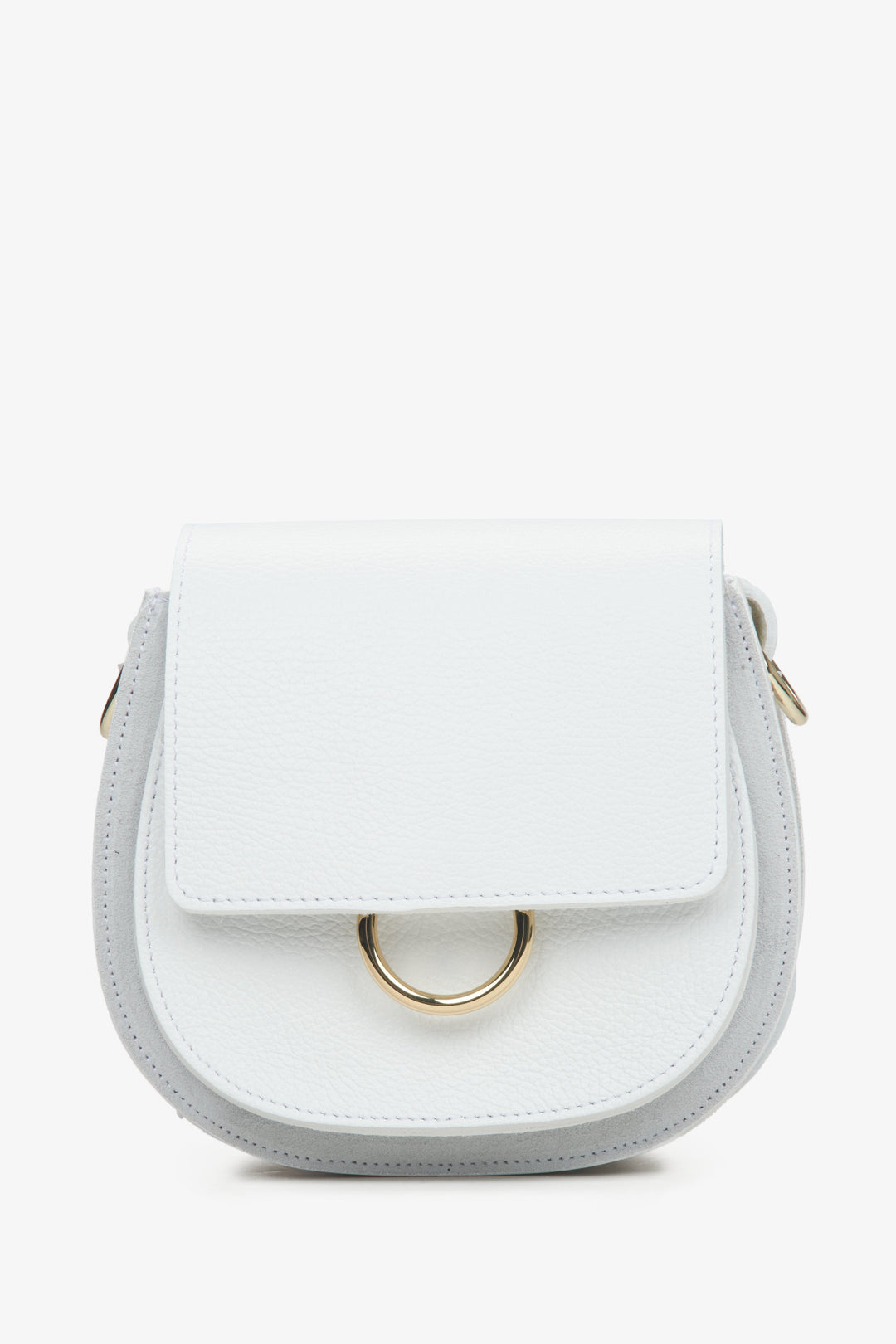 Kleine wollweiße Damen-Umhängetasche aus edlem italienischem Echtleder ER00115063.