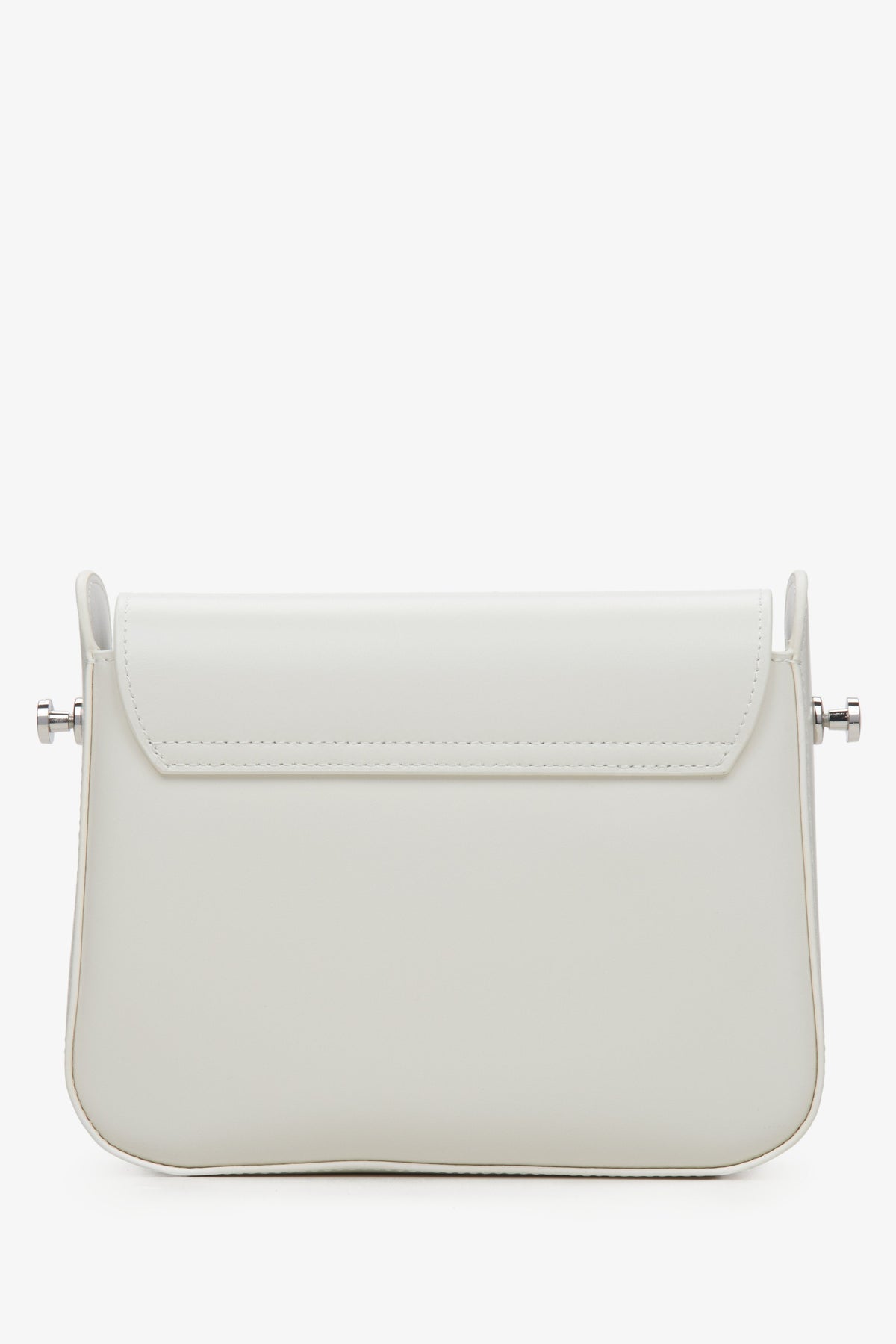 Hellbeige Lederhandtasche von Estro – Rückseite.