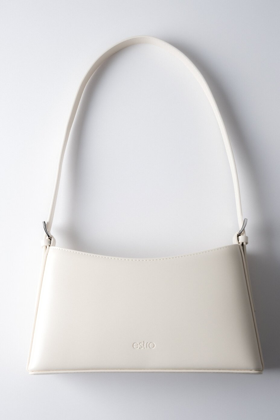 Milchbeige Damen-Schultertasche aus Echtleder Estro ER00119794