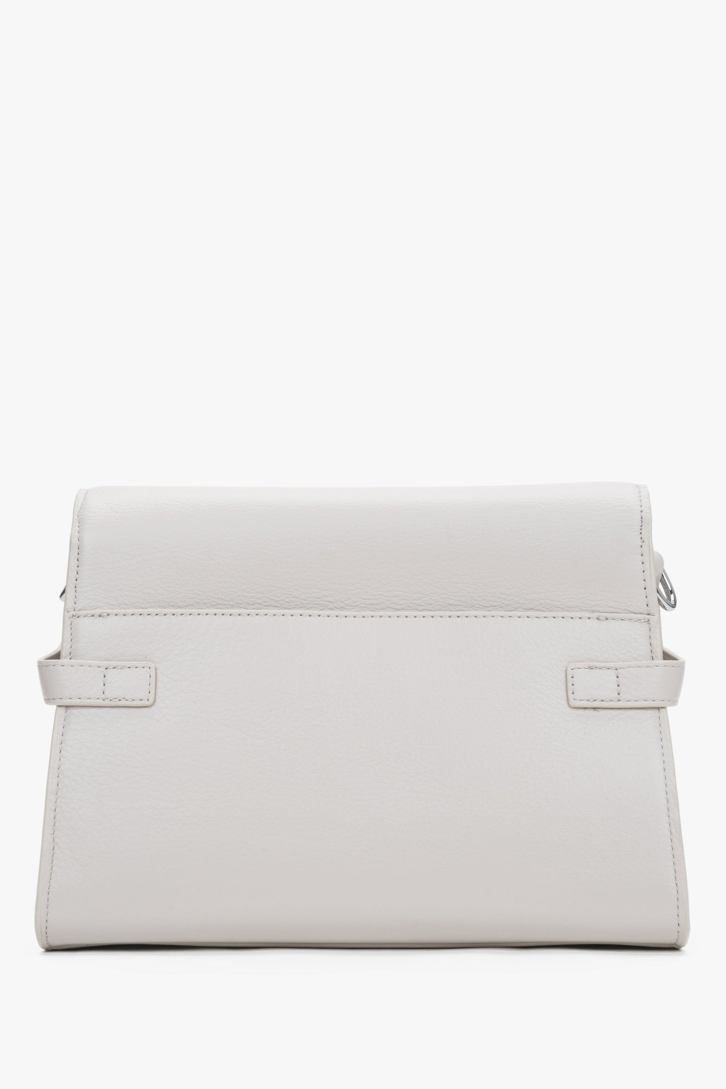 Milchbeige kleine Damen-Schultertasche aus echtem Leder in Rückansicht