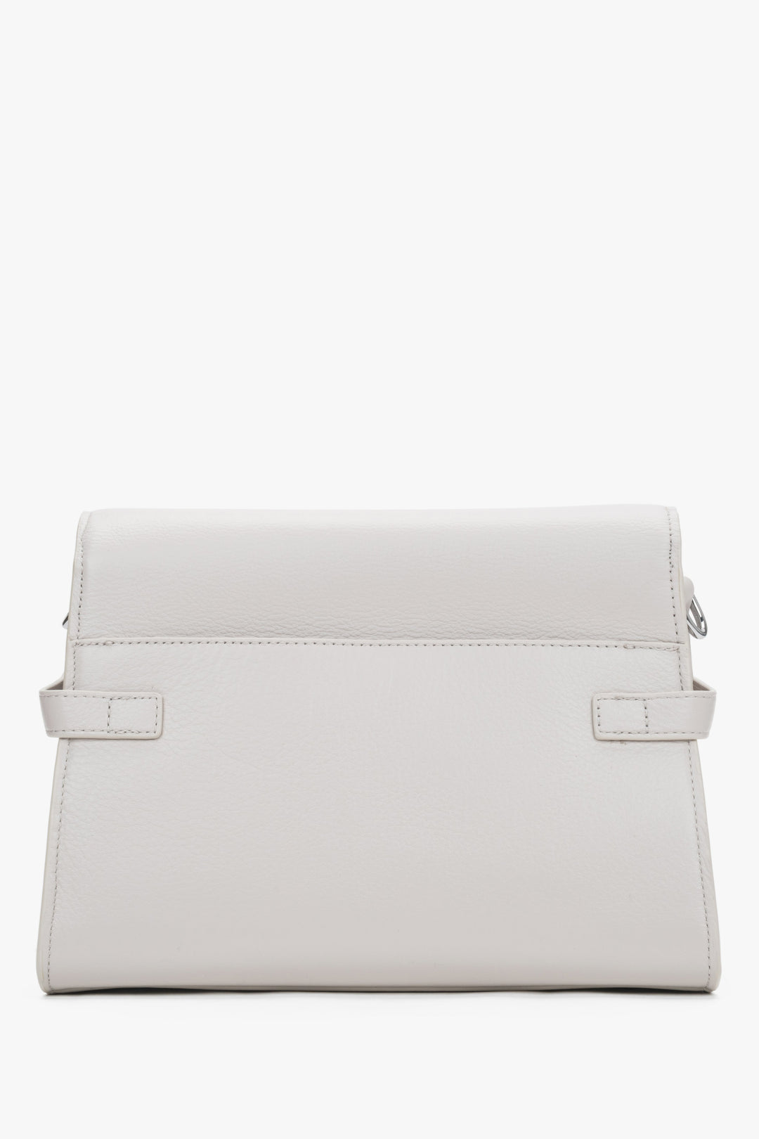 Milchbeige kleine Damen-Schultertasche aus echtem Leder in Rückansicht