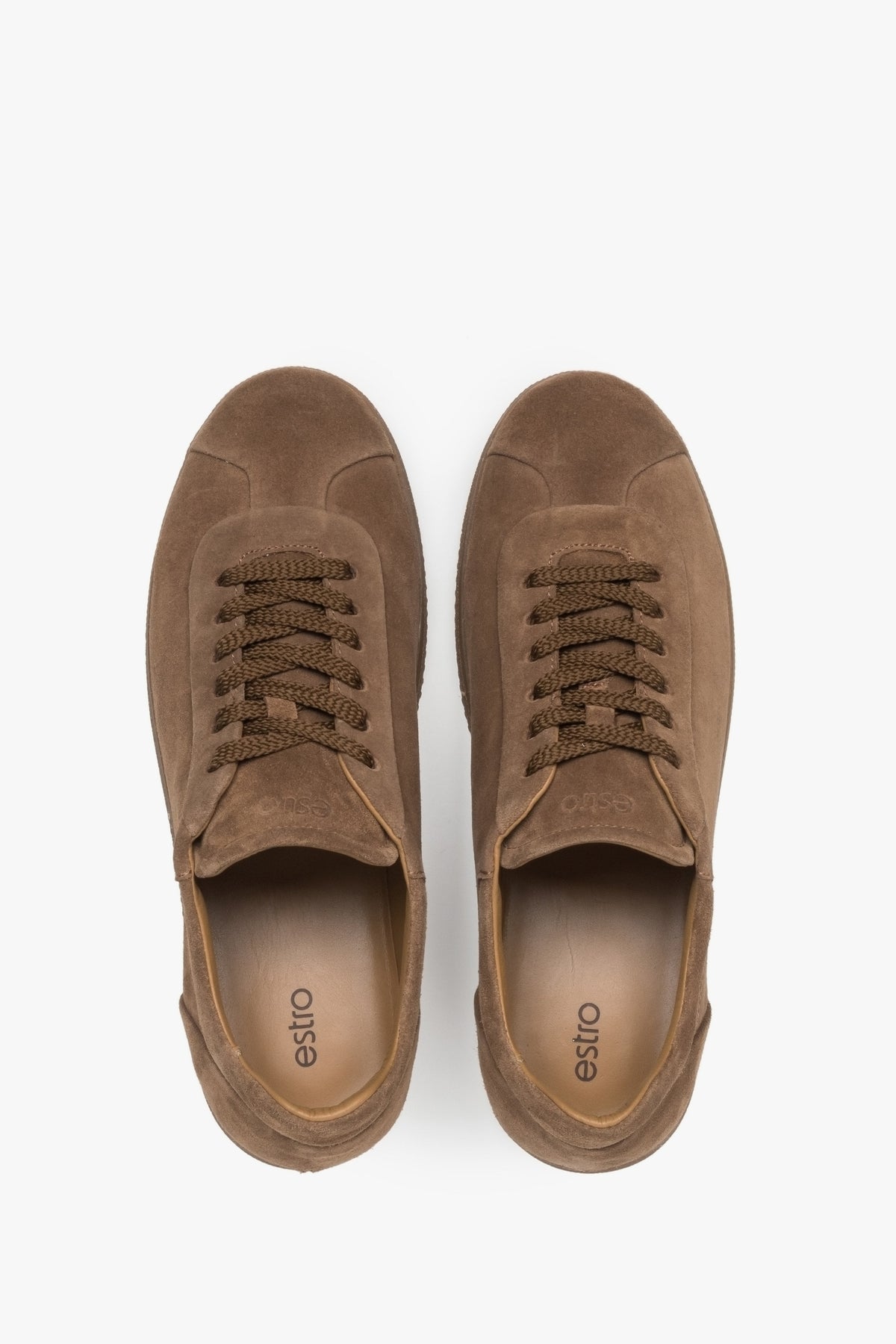 Braune Herren-Sneaker von Estro, aus hochwertigem italienischem Echtvelours.