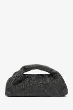 Schwarze Damen-Abendtasche mit Kristallbesatz und strukturiertem Griff Estro ER00116811.