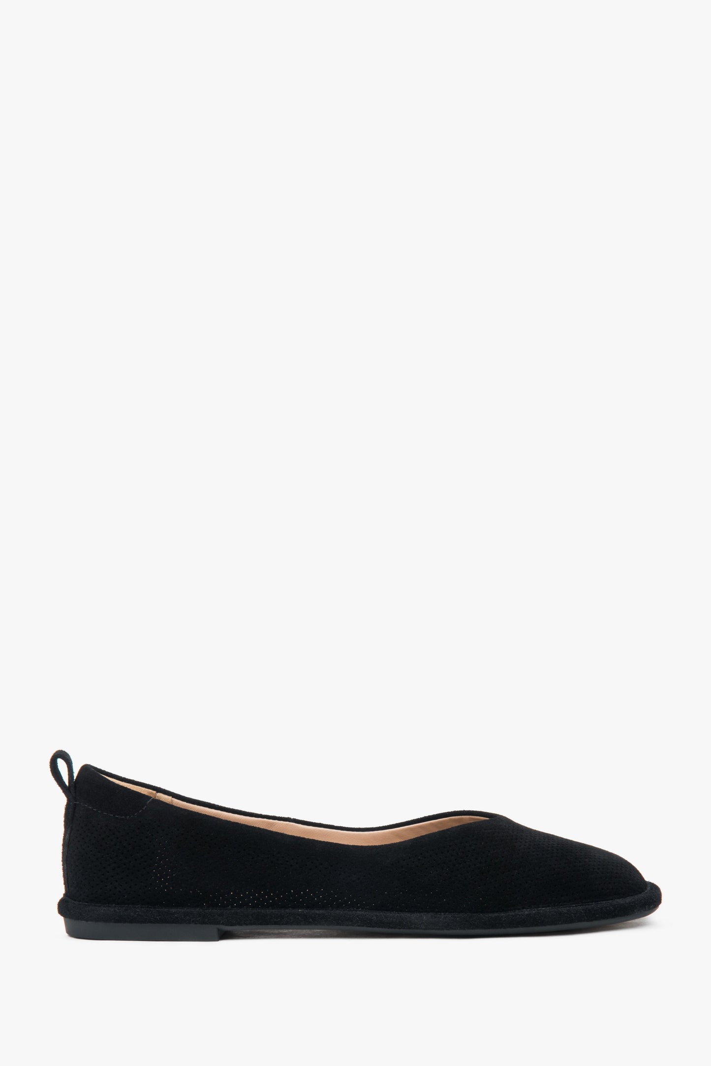 Schwarze Damen Ballerinas aus echtem Velours mit feiner Perforation – Estro ER00116922