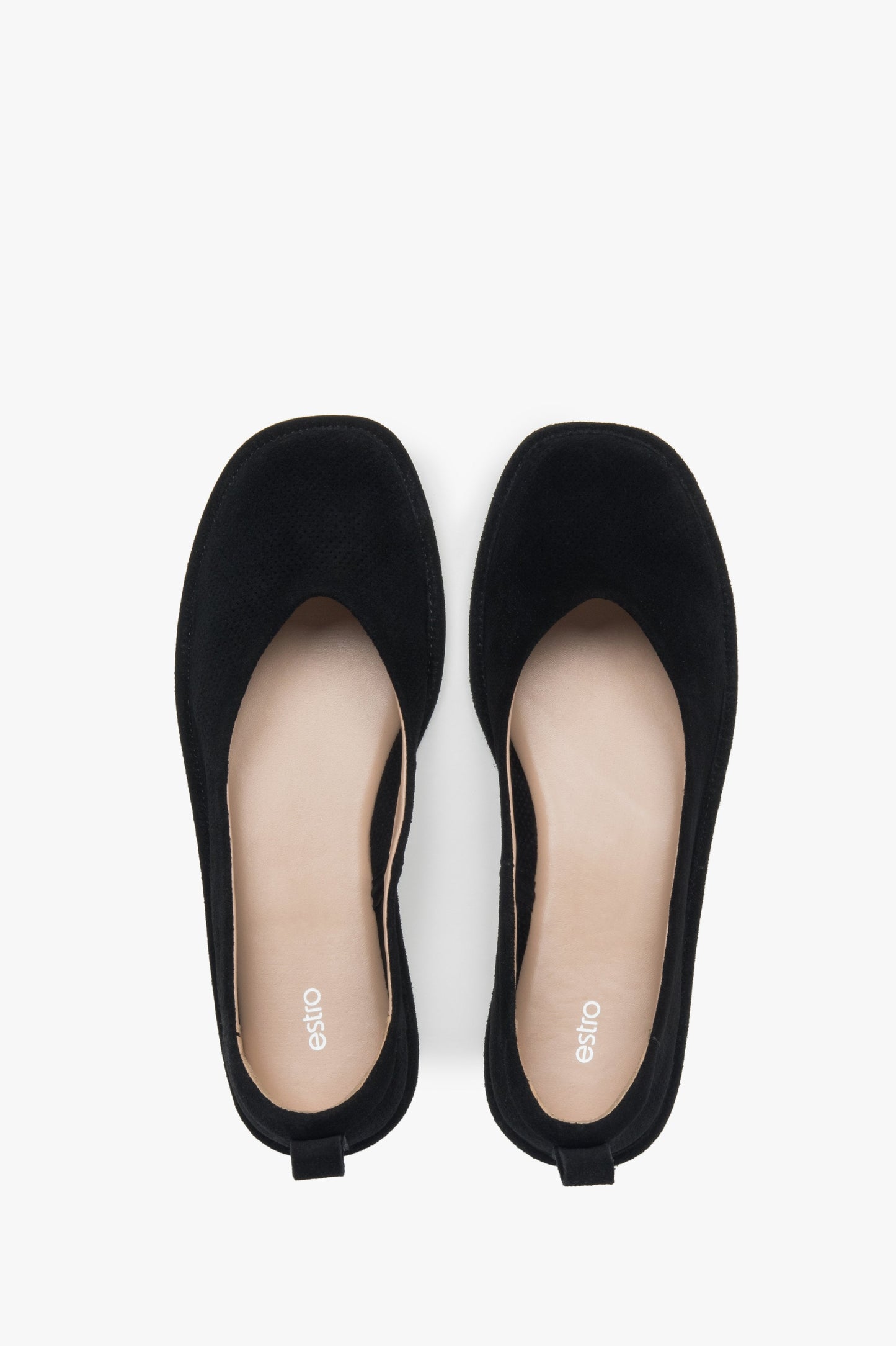 Bequeme schwarze Ballerinas mit flacher Sohle und Lederfutter – Estro ER00116922