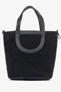 Schwarze Damen-Beuteltasche aus edlem italienischem Velours Estro ER00116698.