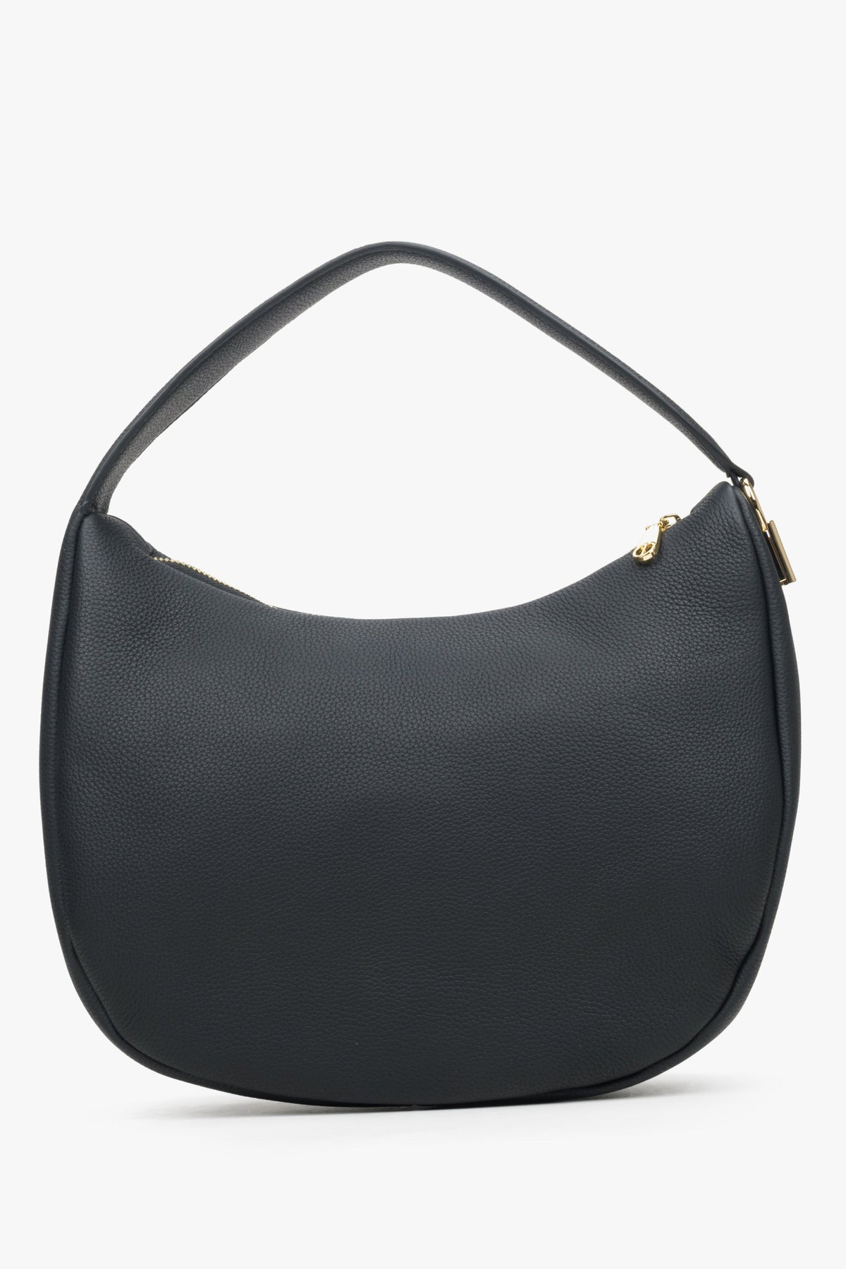 Schwarze Damen-Handtasche in Halbmondform aus echtem Leder Estro ER00114202.