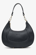 Schwarze Damen-Handtasche in Halbmondform aus edlem italienischem Echtleder Estro ER00116797.