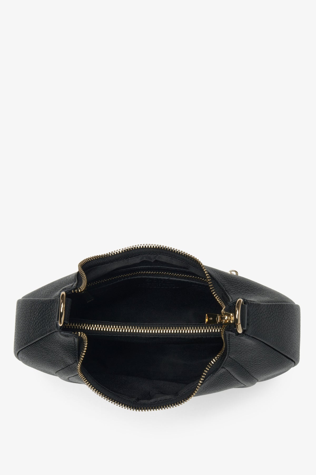 Stylische schwarze Umhängetasche in Halbmondform aus hochwertigem italienischem Leder von Estro.