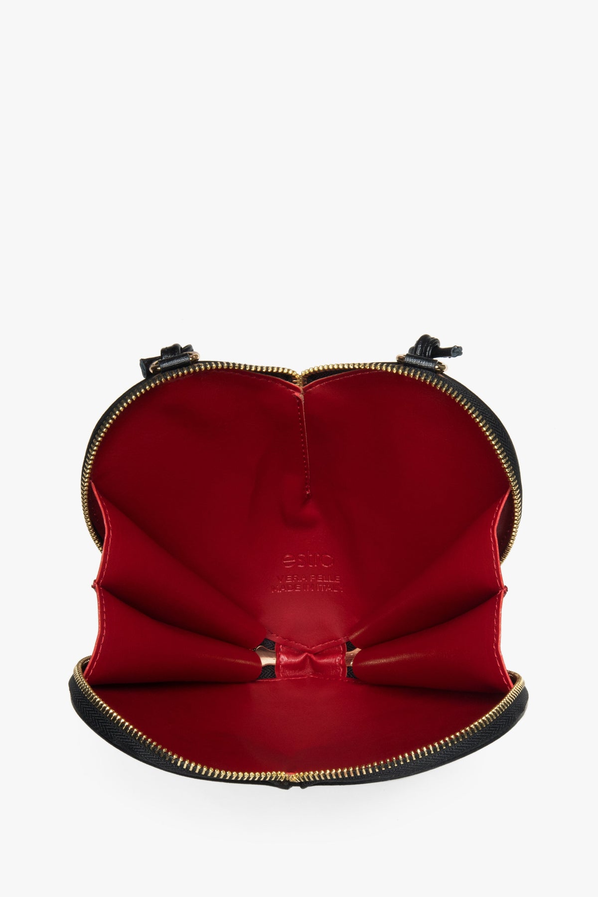 Schwarze Damen-Herztasche aus echtem Leder.