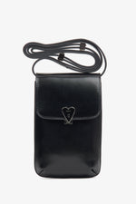 Schwarze Damen-Handytasche aus echtem Leder Estro ER00116266.