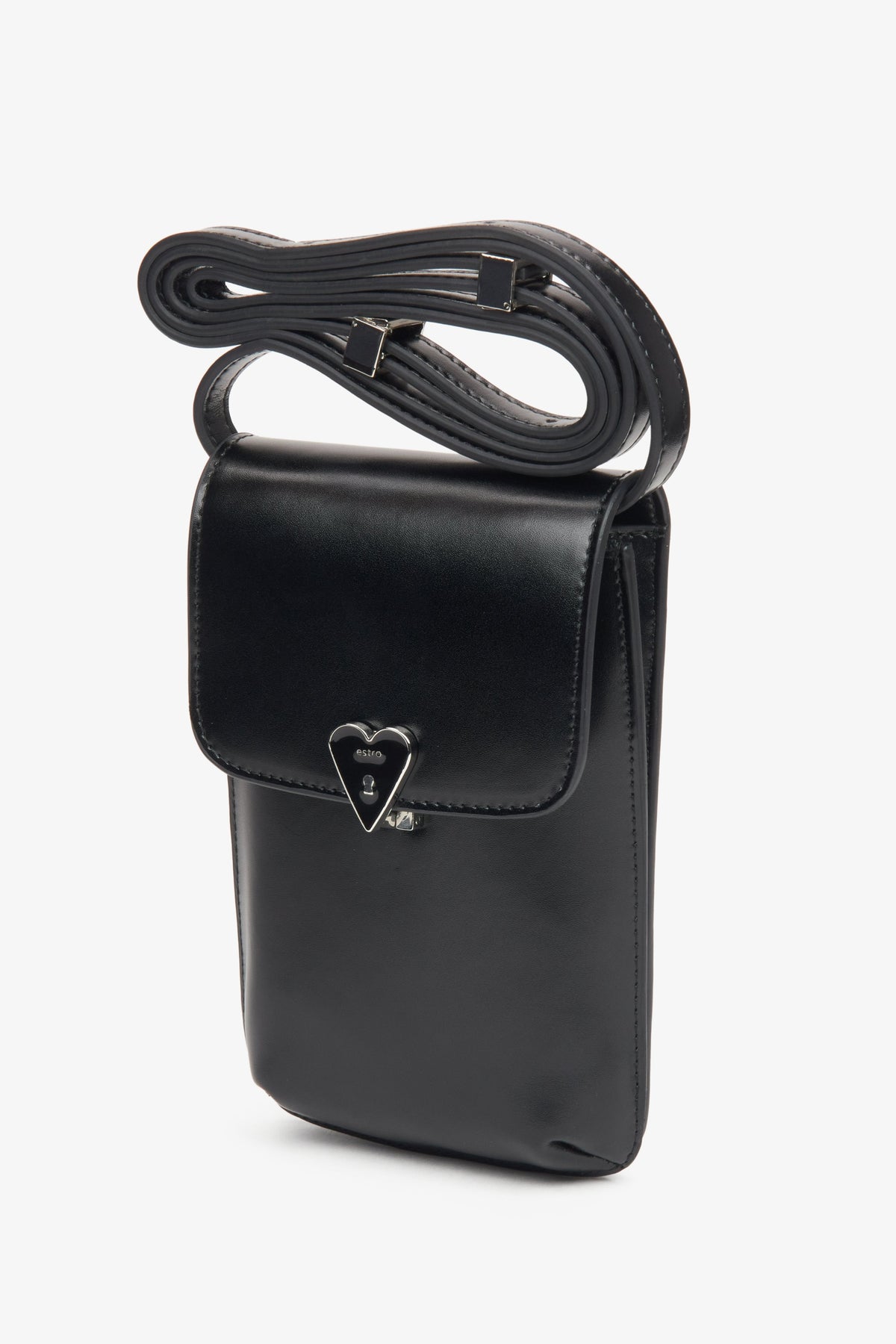 Estro Damen-Handytasche aus schwarzem Leder.