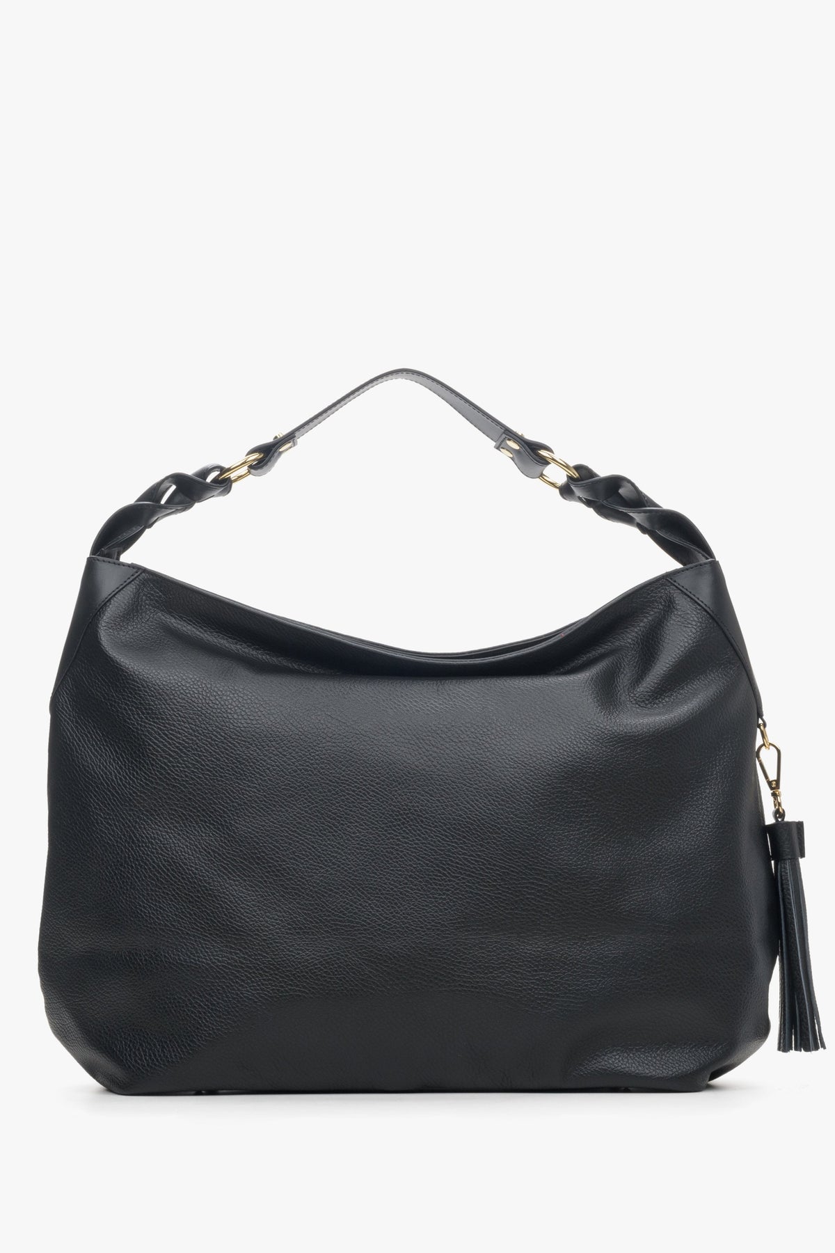Schwarze Damen-Hobo-Bag aus edlem italienischem Echtleder Estro ER00114115.