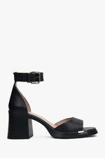 Schwarze Damen-Ledersandalen mit Blockabsatz Estro ER00117366.