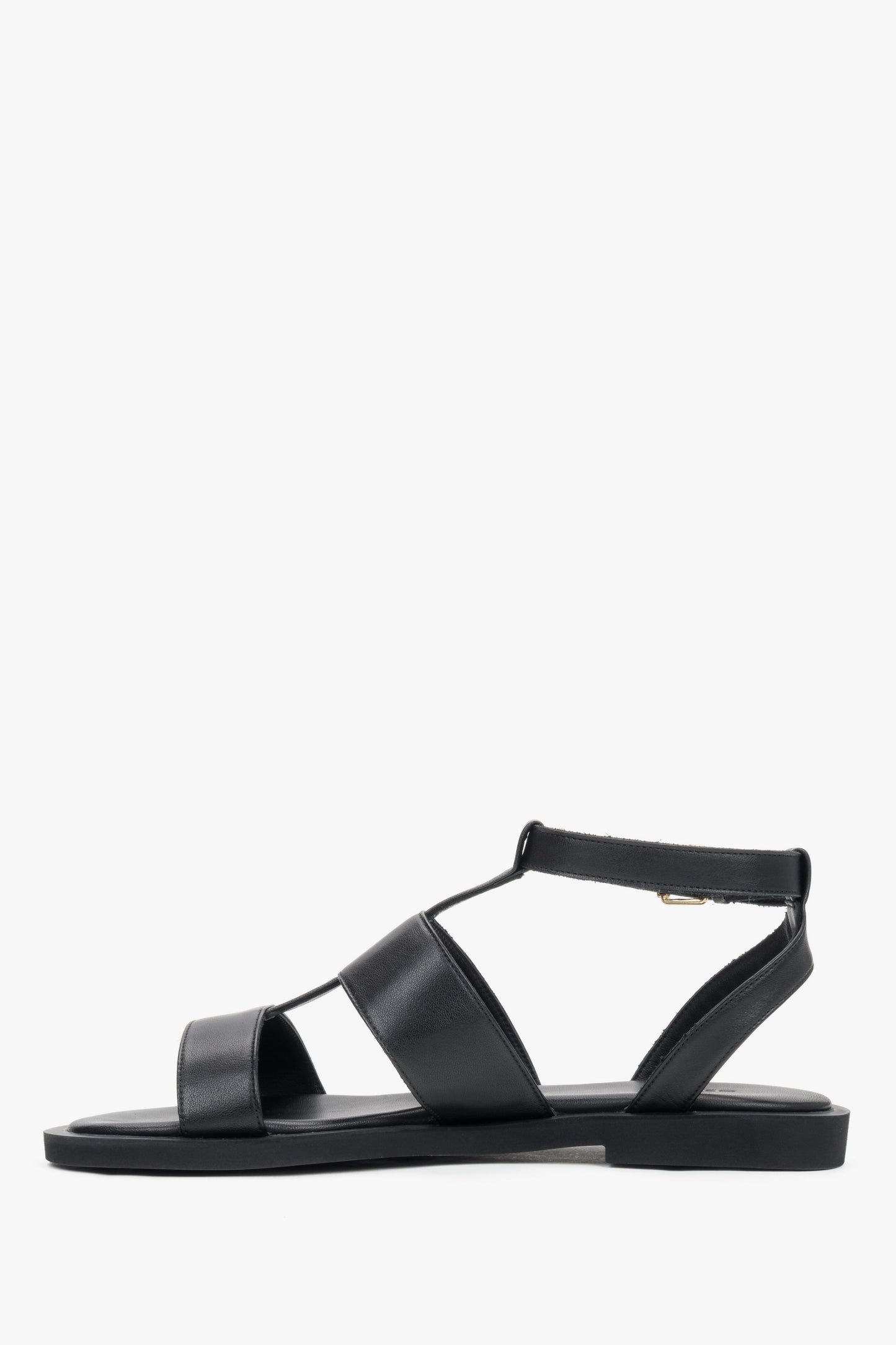 Schwarze Damen-Sandalen mit Schnalle und weichen Riemen