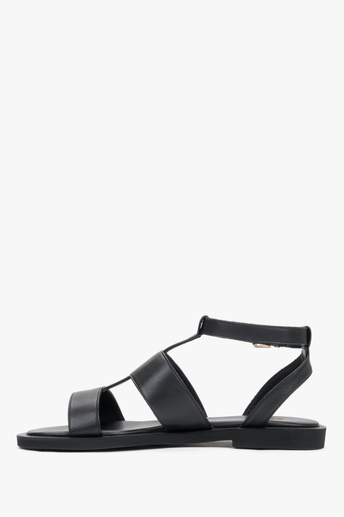 Schwarze Damen-Sandalen mit Schnalle und weichen Riemen