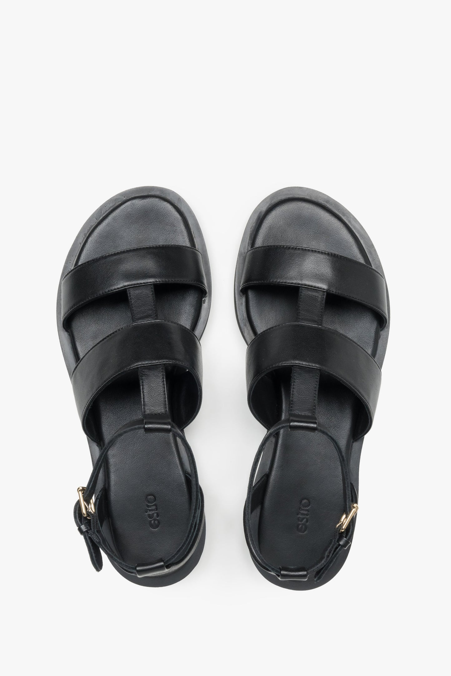 Schwarze Sandalen aus Echtleder von oben