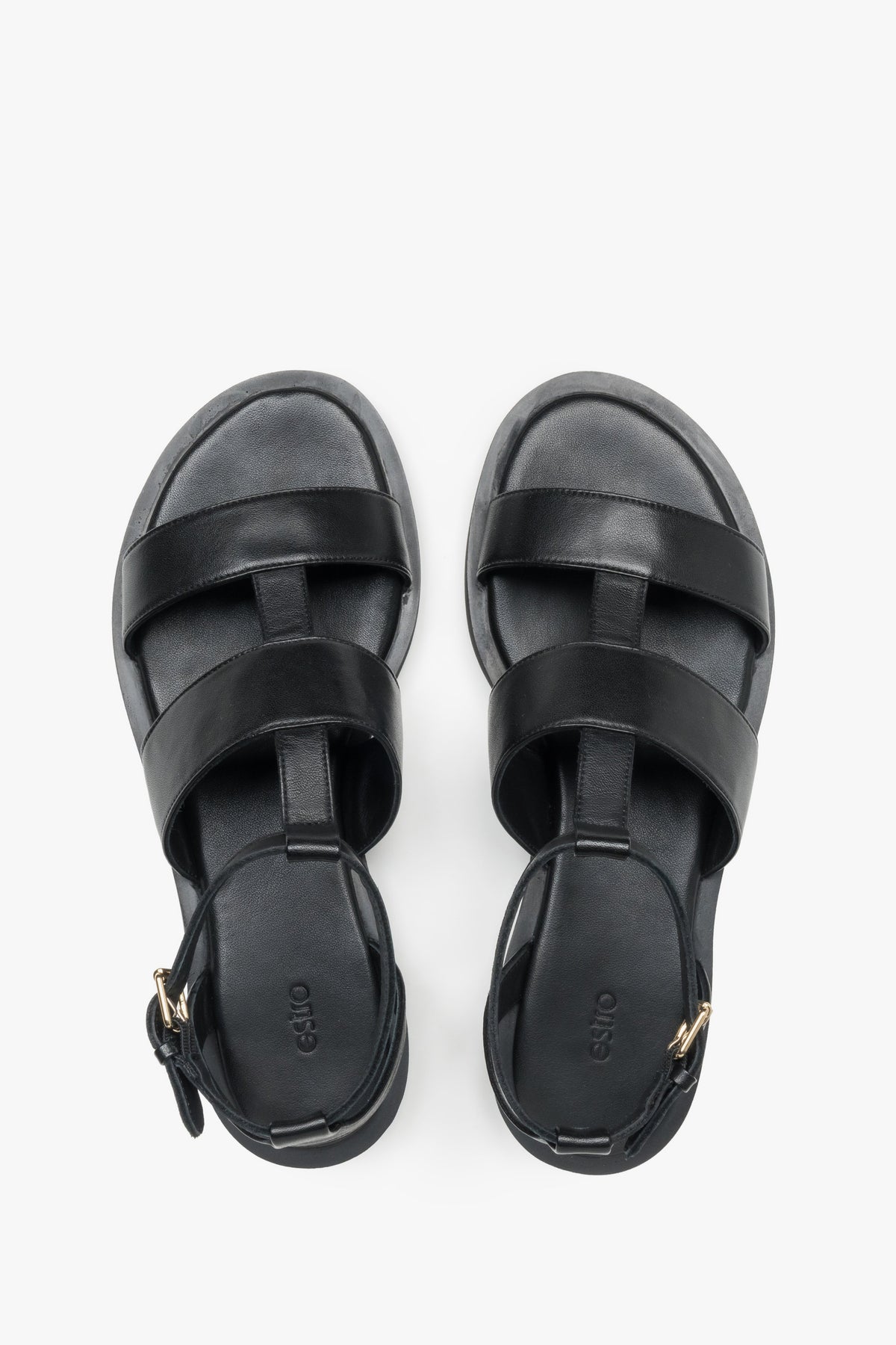 Schwarze Sandalen aus Echtleder von oben