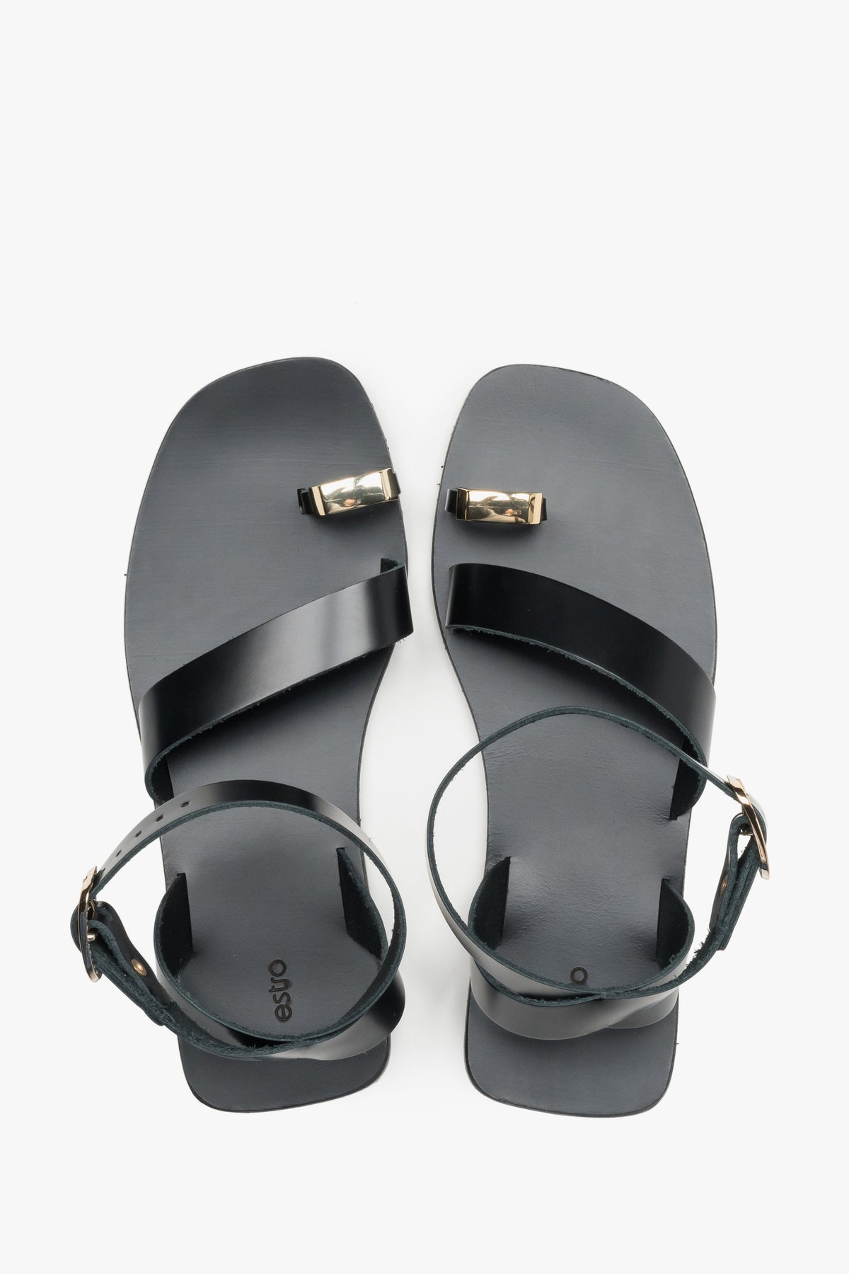 Schwarze Sandalen aus Echtleder von oben