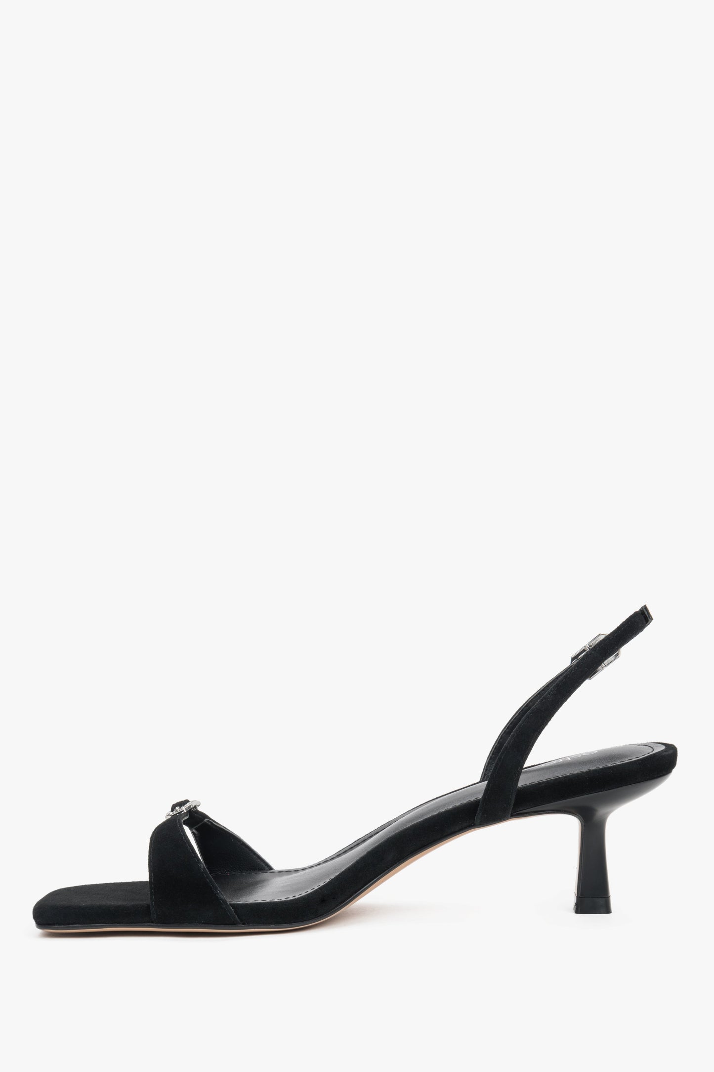 Schwarze Damen-Sandalen mit Trichterabsatz und Strassdetails