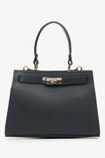 Schwarze Damen-Satchel-Tasche aus edlem italienischem Echtleder Estro ER00115408.