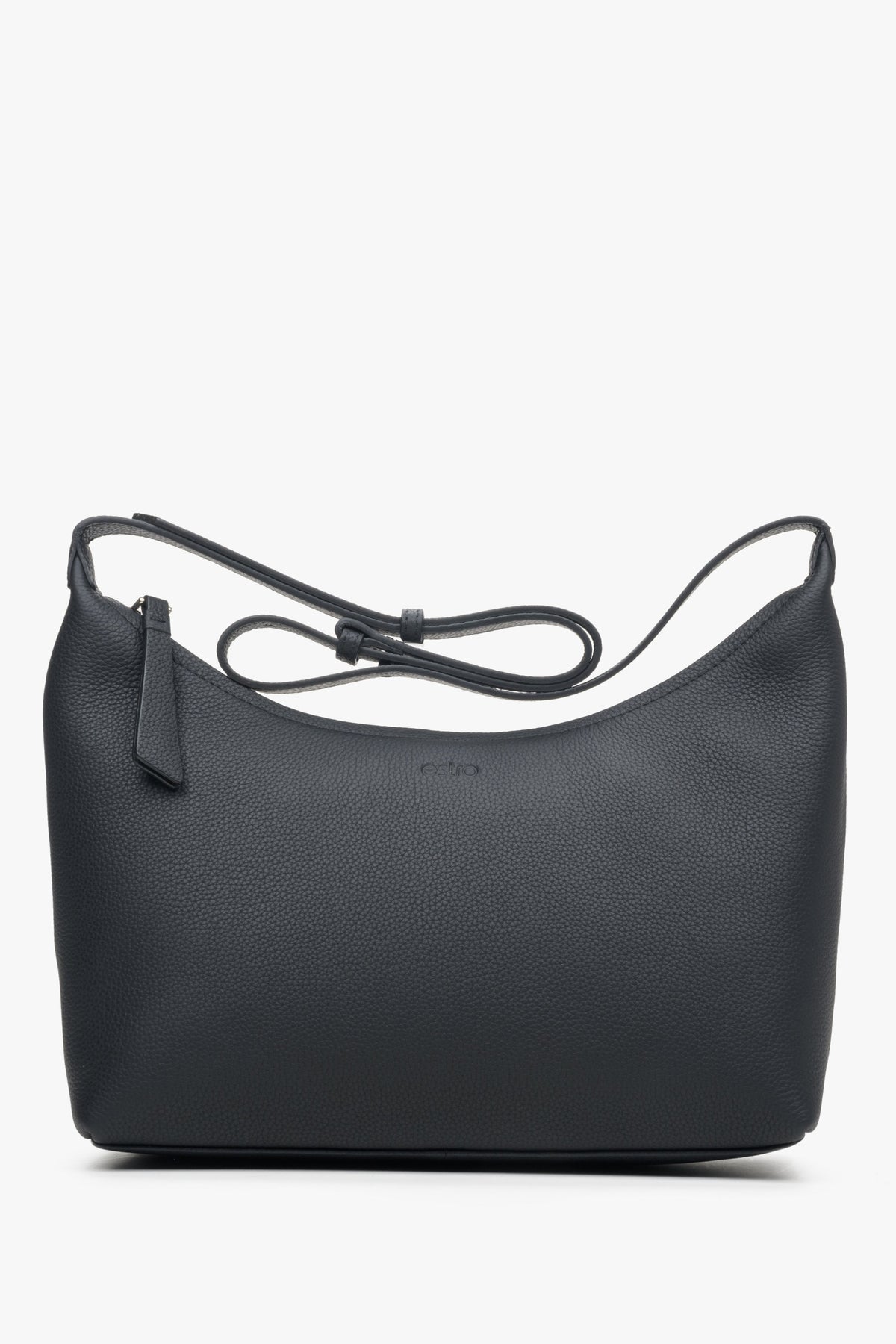Schwarze Damen-Schultertasche aus echtem Leder Estro ER00113901.