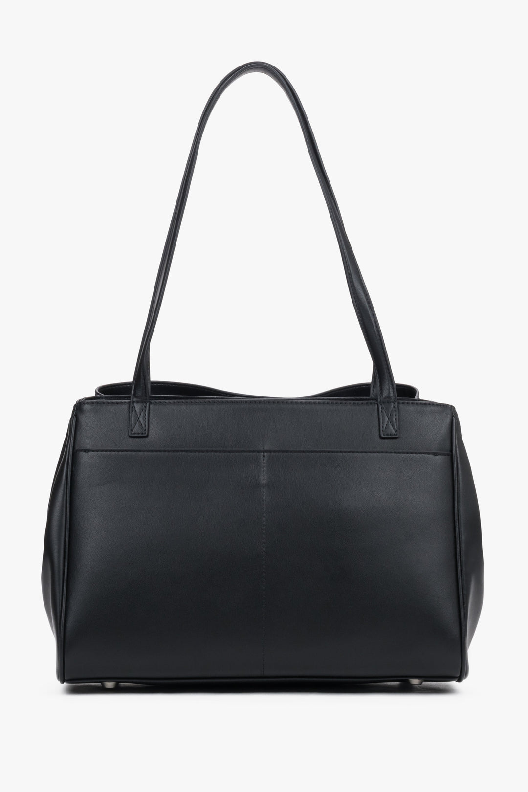 Schwarze Damen-Schultertasche aus echtem Leder von Estro in Rückansicht