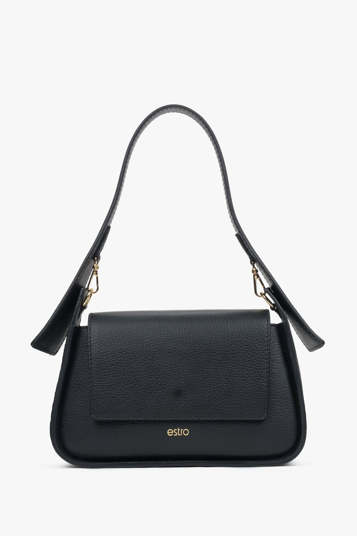 Schwarze Damen-Schultertasche aus edlem italienischem Echtleder Estro ER00116348.