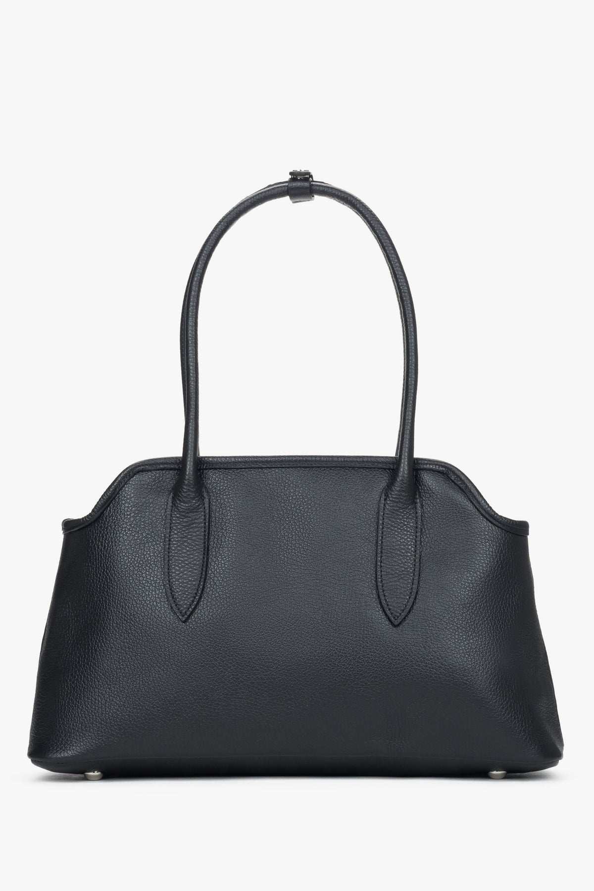 Rückwärtige Ansicht der strukturierten schwarzen Damen-Schultertasche
