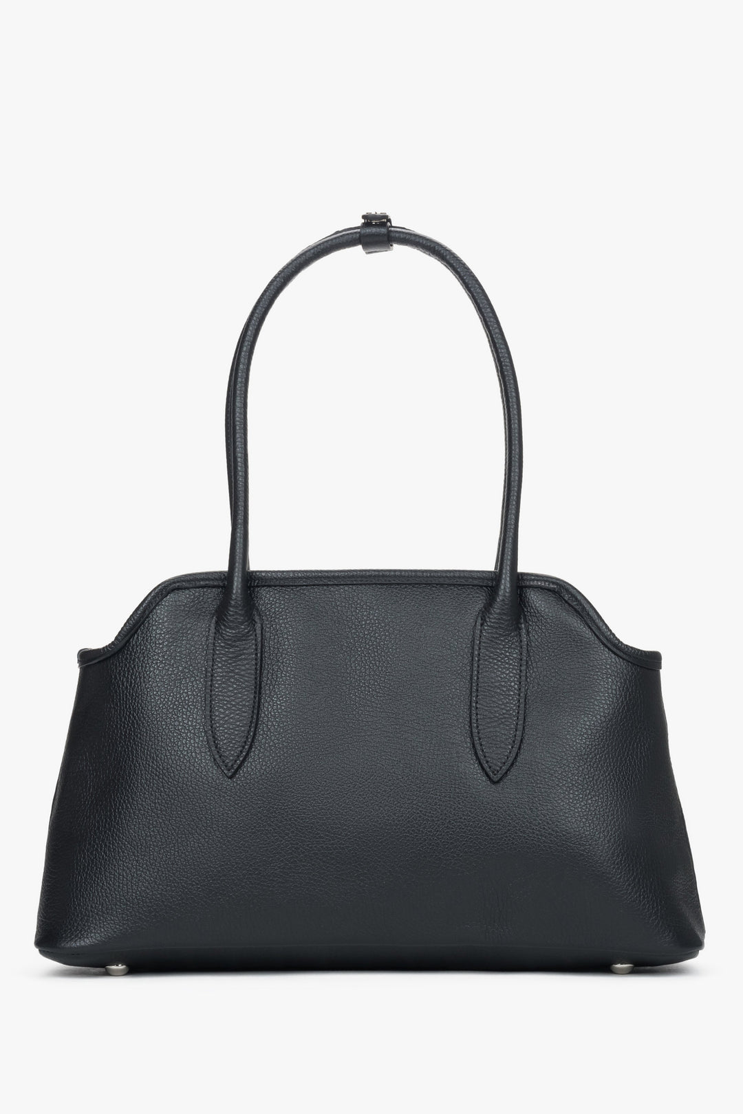 Rückwärtige Ansicht der strukturierten schwarzen Damen-Schultertasche