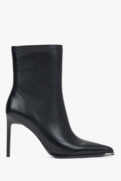 Damen-Leder-Stiefeletten in Schwarz mit hohem Absatz und elastischem Schaft Estro ER00116620.