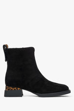 Schwarze Damen-Stiefelette aus Velours mit elegantem Leoparden-Akzent Estro ER00115957.