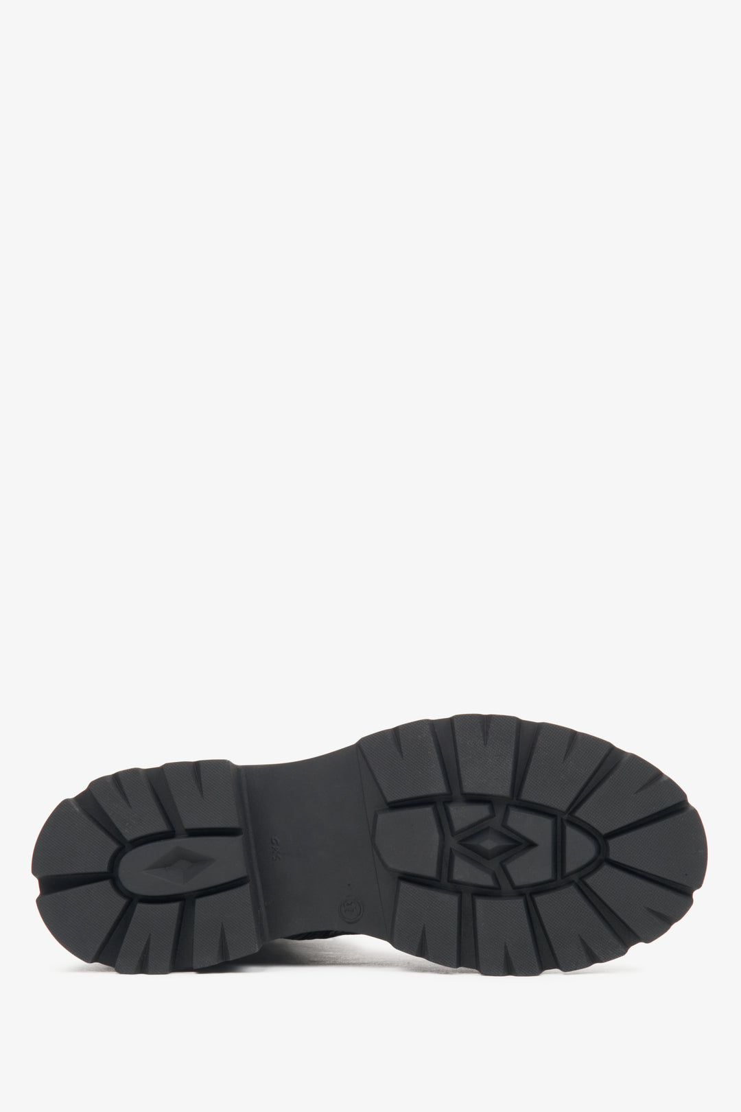 Schwarze Leder-Stiefeletten von Estro – Nahaufnahme der Sohle.