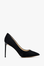 Schwarze Damen-Stilettos aus Veloursleder in Seitenansicht