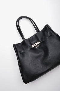 Schwarze Damen Tote-Bag aus italienischem Premium-Echtleder Estro ER00120583