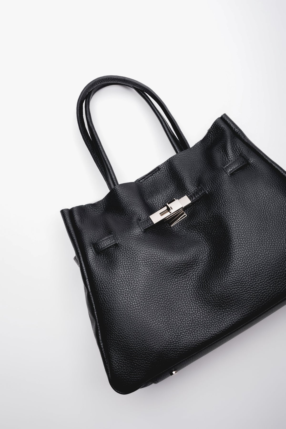 Schwarze Damen Tote-Bag aus italienischem Premium-Echtleder Estro ER00120583