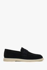 Schwarze Herren Loafer aus italienischem Echtvelours Estro ER00117291.