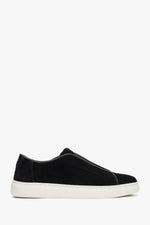 Schwarze Herren Low Top Sneaker aus italienischem Echtvelours Estro ER00117126.