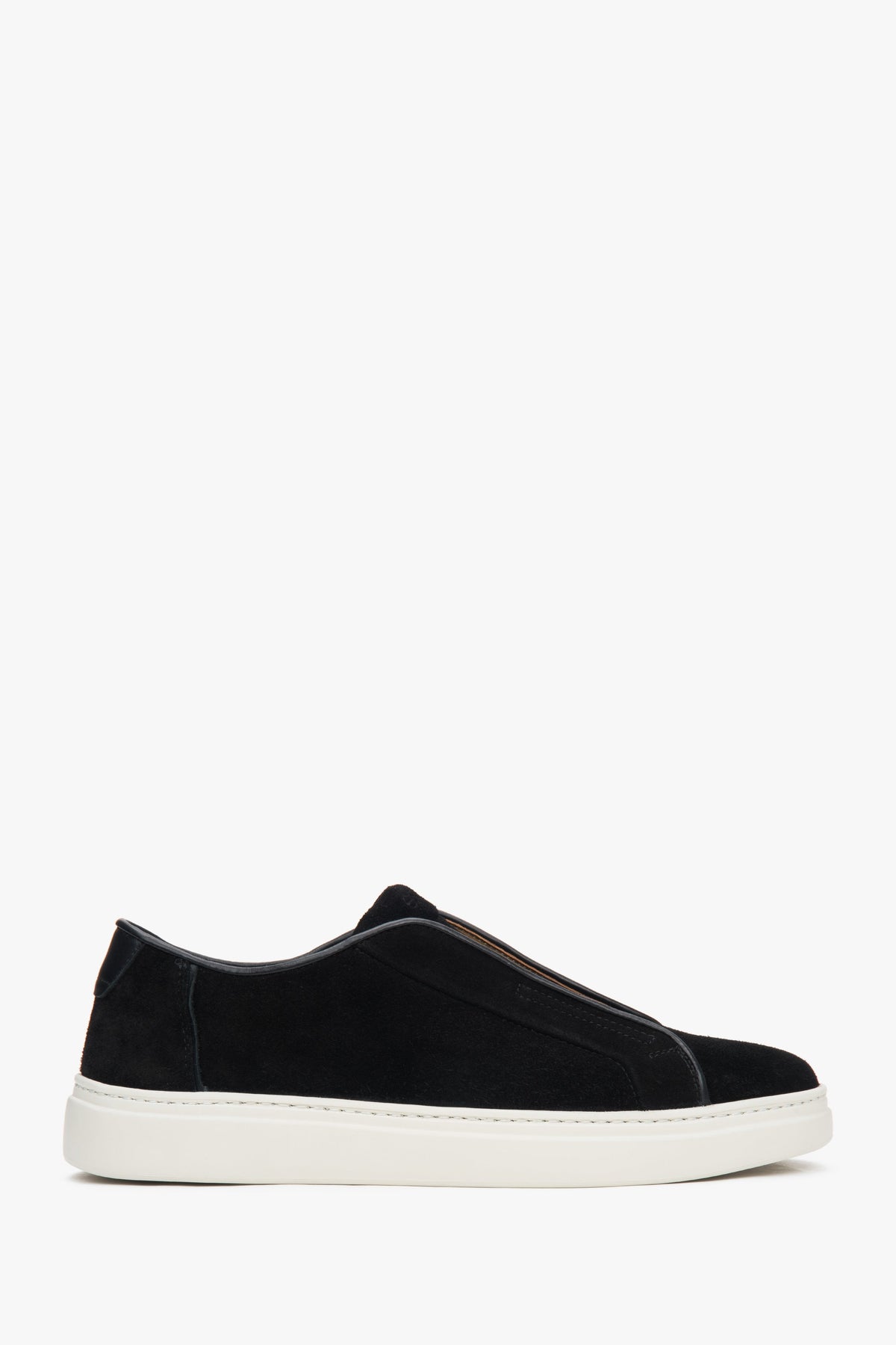 Schwarze Herren Low Top Sneaker aus italienischem Echtvelours Estro ER00117126.