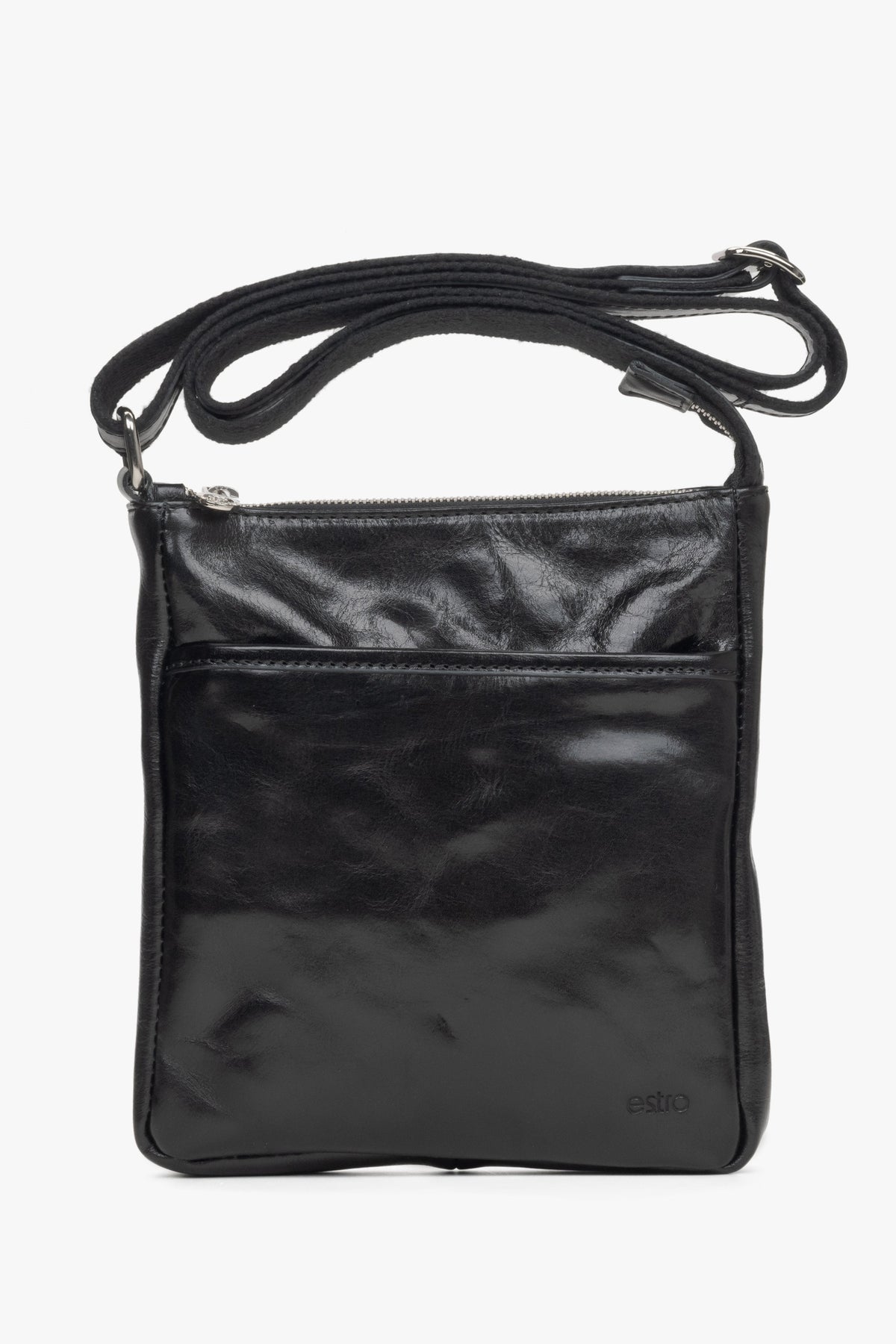 Schwarze Herren-Umhängetasche aus edlem italienischem Leder Estro ER00115170.
