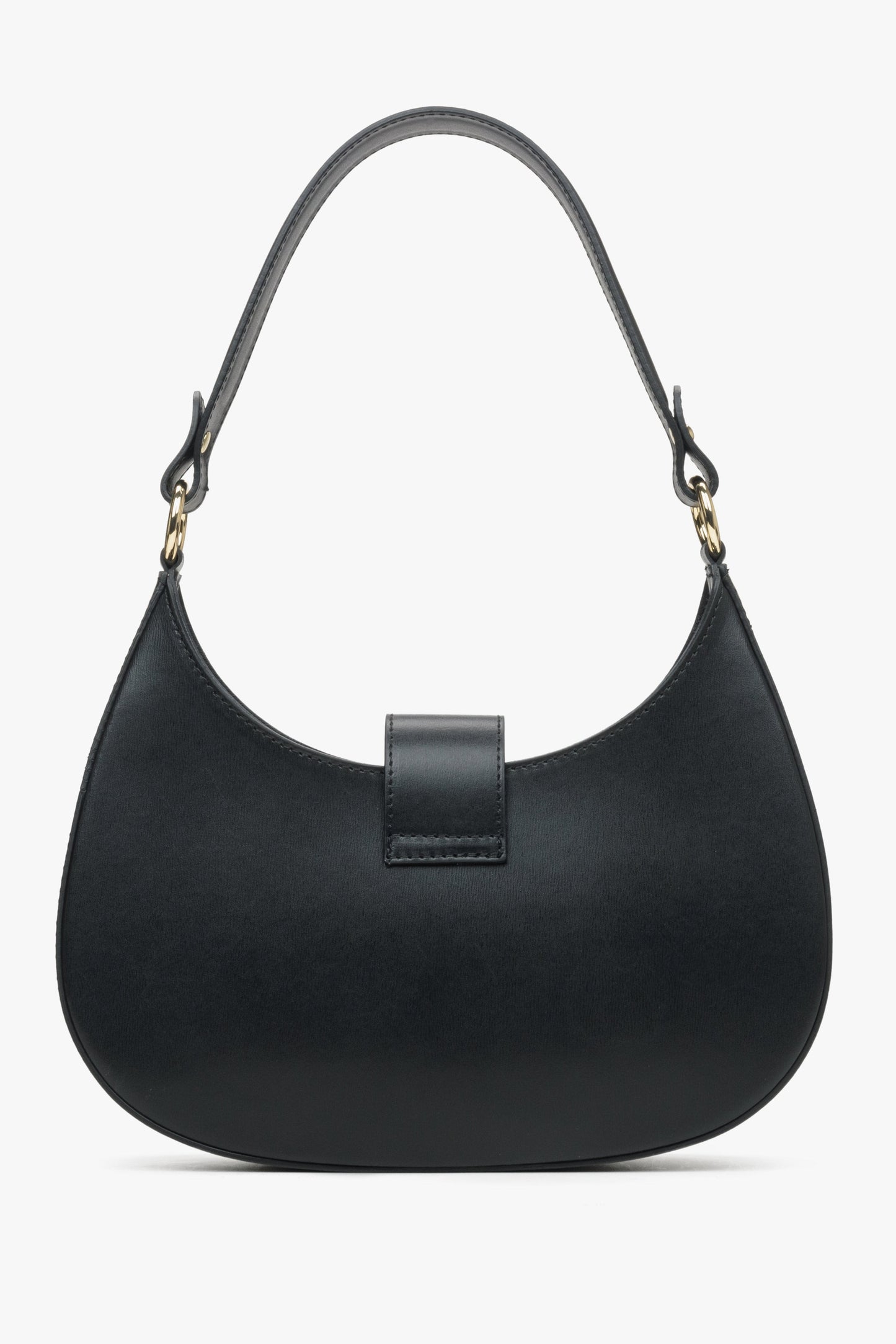 Damen-Lederhandtasche von Estro in Schwarz – Rückseite.