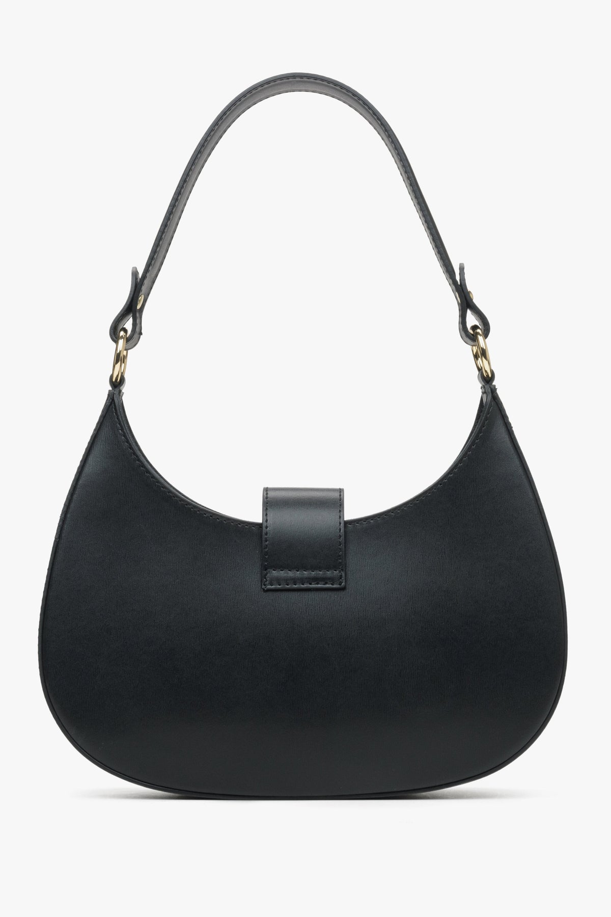 Damen-Lederhandtasche von Estro in Schwarz – Rückseite.