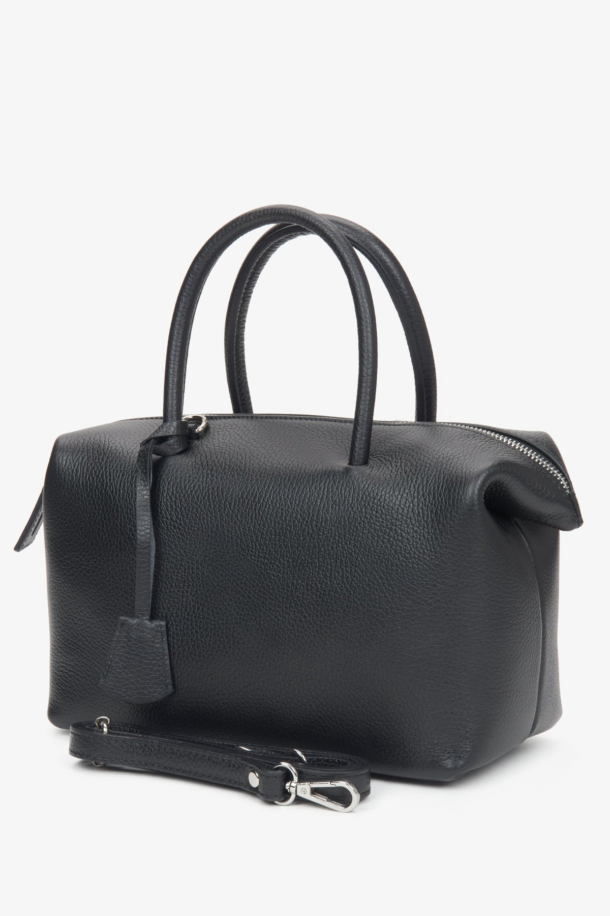 Schwarze italienische Leder-Satchel für Damen Estro ER00116699.