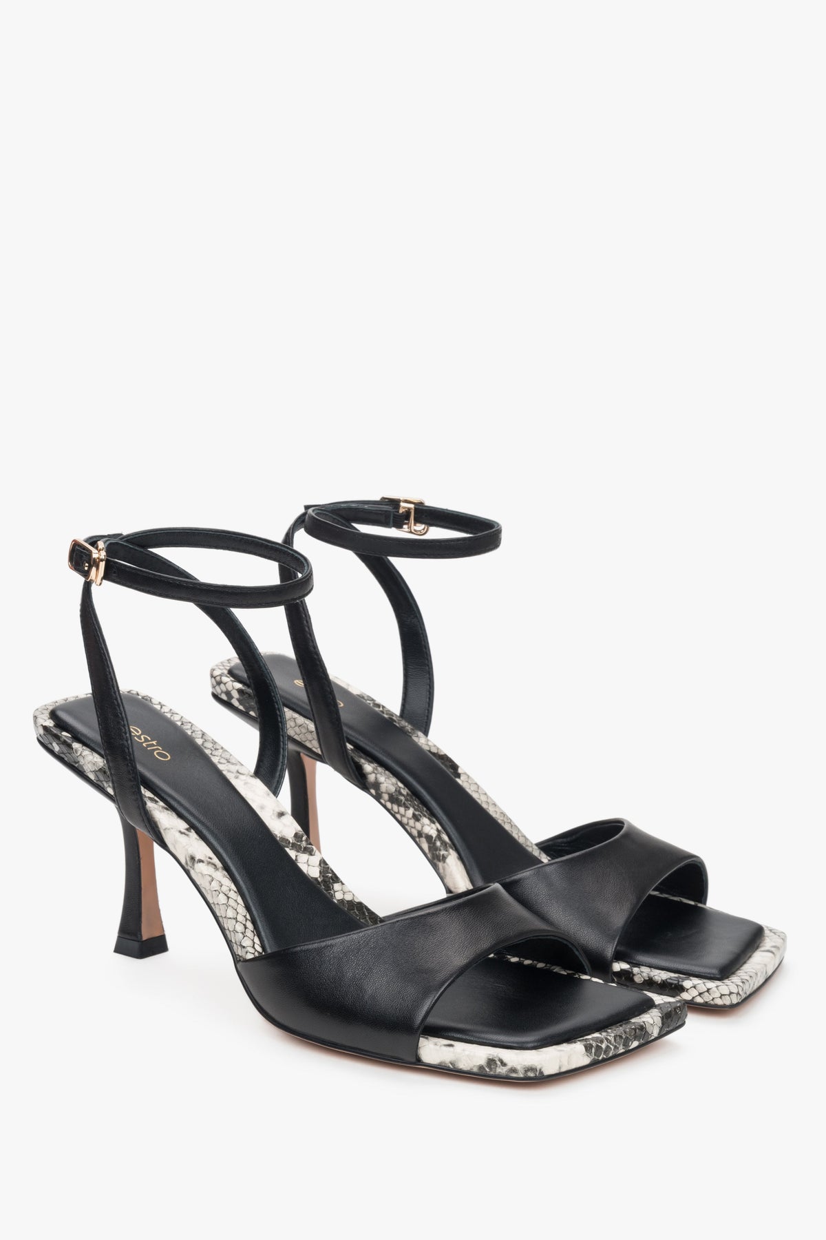 Stilvolle Damensandalen aus Naturleder in Schwarz von Estro.