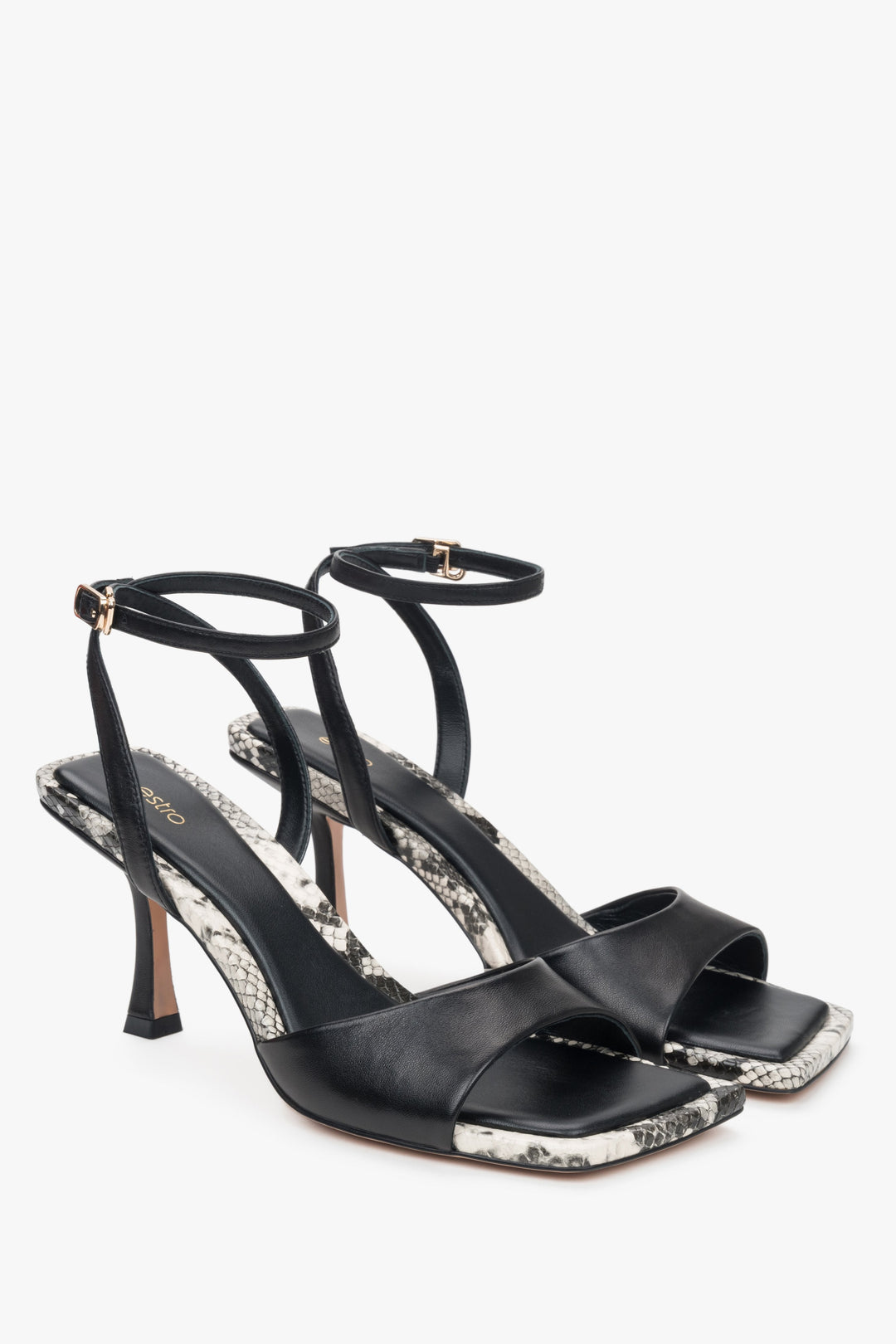 Stilvolle Damensandalen aus Naturleder in Schwarz von Estro.